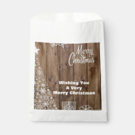 Rustikales Holz Frohe Weihnachtsschneeflocke Custo Geschenktütchen