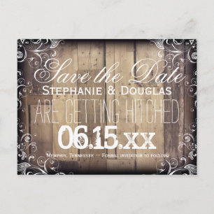 Rustikales Holz Geblüht Save the Date Postkarten