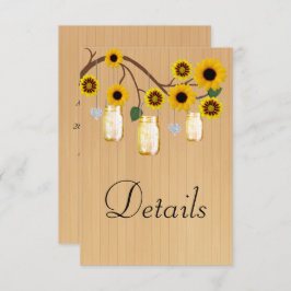 Rustikales Holz Gelbe Blumenmason Jars Details Begleitkarte