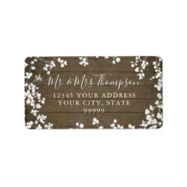 Rustikales Holz Gipskraut Blumenkohle Rücksendeadr Adressaufkleber