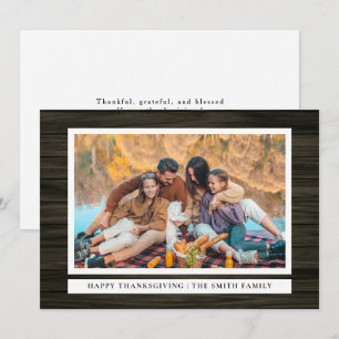 Rustikales Holz glücklich Erntedankfest Herbst Fot Feiertagskarte