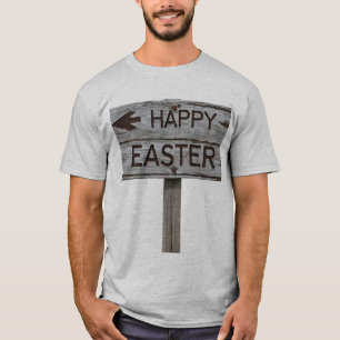 Rustikales Holz glückliche Osterrichtung Unterschr T-Shirt