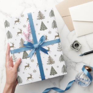 Rustikales Holz Gold Accessoires mit Rentier & Tre Geschenkpapier