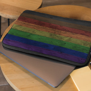 Rustikales Holz-Grain Philadelphia Pride Rainbow F Laptopschutzhülle
