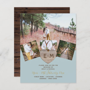 Rustikales Holz graviert Herz FOTO COLLAGE BUDGET