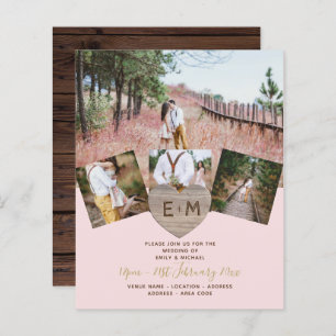 Rustikales Holz graviert Herz FOTO COLLAGE Invitat