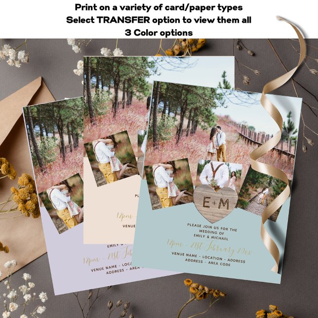 Rustikales Holz graviert Herz FOTO COLLAGE Invitat Flyer (Von Creator hochgeladen)