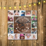 Rustikales Holz Großmutter's Küche 16 FotoCollage Quadratische Wanduhr<br><div class="desc">Rustikales Holz und Foto Collage Wand-Uhr mit Oma's Küche und gewürzt mit Liebe Typografie.</div>
