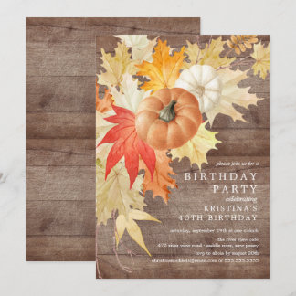 Rustikales Holz Herbst Einladung zum Geburtstag