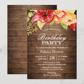 Rustikales Holz Herbst Herbst Geburtstagsparty Einladung