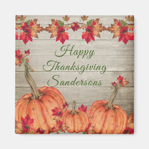 Rustikales Holz Herbst Orange Pumpkins Herbstlaub  Magnet