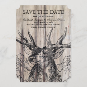 Rustikales Holz   Hirsche Save the Date