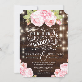 Rustikales Holz Hochzeit Vintage Typografie Einladung