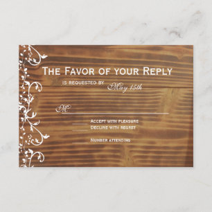 Rustikales Holz-Hochzeitskarte RSVP Karte