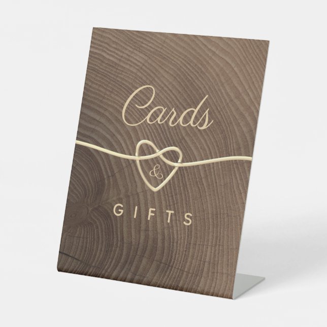 Rustikales Holz Hochzeitstabletop Zeichen Sockelschild (Vorderseite)