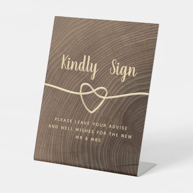 Rustikales Holz-Hochzeitszeichen Sockelschild (Vorderseite)