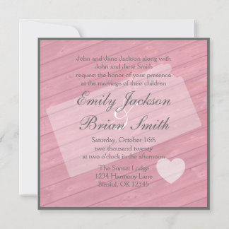 Rustikales Holz Kansas rosa Hochzeitseinladungen Einladung