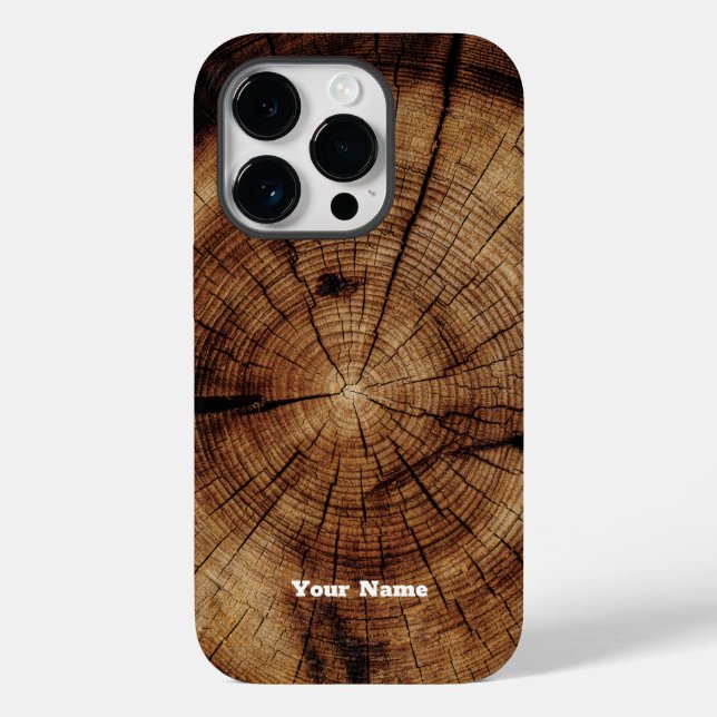 Rustikales Holz-Körner-Monogramm-Holz Case-Mate iPhone Hülle (Rückseite)