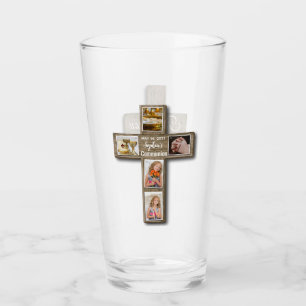 Rustikales Holz-Kreuz Erstes heiliges Kommunion-Fo Glas