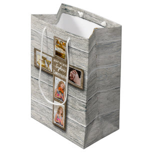 Rustikales Holz-Kreuz Erstes heiliges Kommunion-Fo Mittlere Geschenktüte