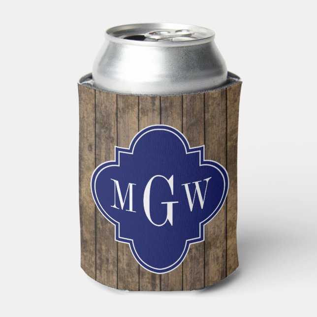 Rustikales Holz L Planks #1 Navy Quatrefolie 3 m'g Dosenkühler (Kanne Vorderseite)