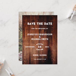 Rustikales Holz Land Hochzeit Foto Save the Date Einladung
