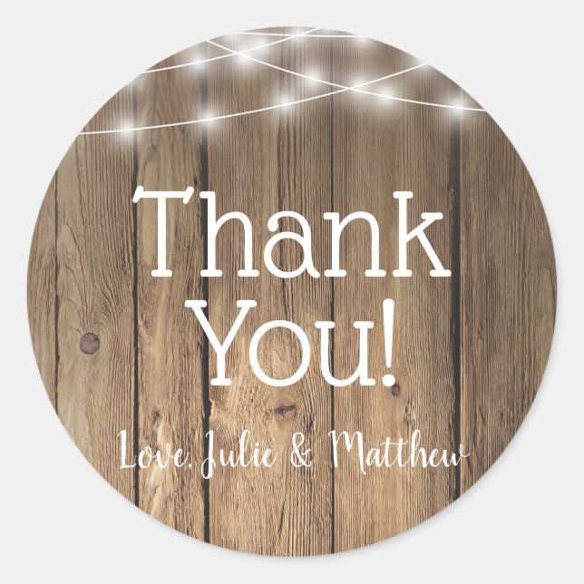 Rustikales Holz Land Stall GRILLEN String Lights S Runder Aufkleber (Vorderseite)