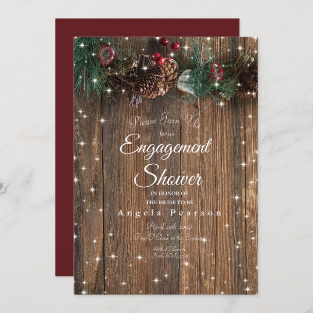 Rustikales Holz Land Weihnachten Pinakothek Züst Einladung (Vorne/Hinten)