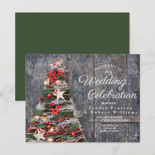 Rustikales Holz Land Weihnachtsbaum Hochzeit Einladung