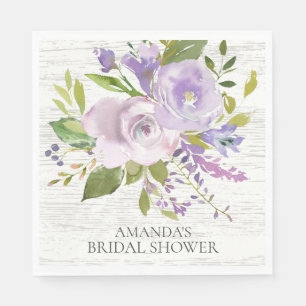 Rustikales Holz Lavendel Blumendusche Papier Napki Serviette