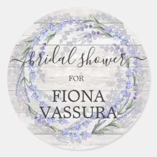 Rustikales Holz Lavendel Brautparty Runder Aufkleber