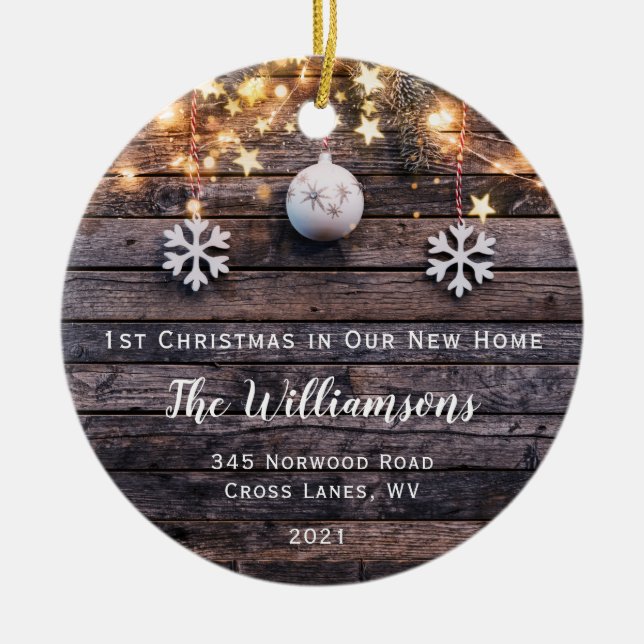 Rustikales Holz leuchtet Sterne Haus Erwärmung neu Keramik Ornament (Vorne)