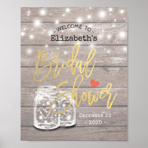 Rustikales Holz Mason Jar Lights Brautparty Willko Poster