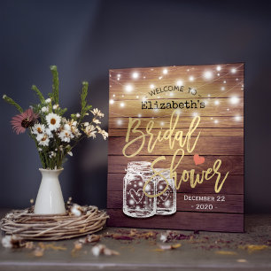 Rustikales Holz Mason Jar Lights Brautparty Willko Poster