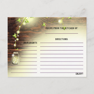 Rustikales Holz Mason Jar String Lights Tree Rezep Postkarte