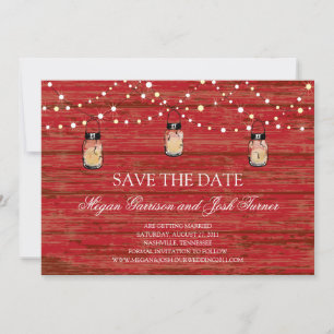 Rustikales Holz Mason Jar und Leuchten Save the Da Date
