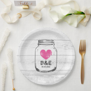 Rustikales Holz Maurer Glas Land Hochzeit Party Te Pappteller