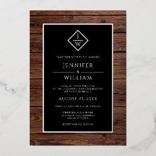 Rustikales Holz Minimalistisch formales klassische Folieneinladung