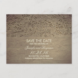 rustikales Holz mit Blumenbeete Save the Date Ankündigungspostkarte