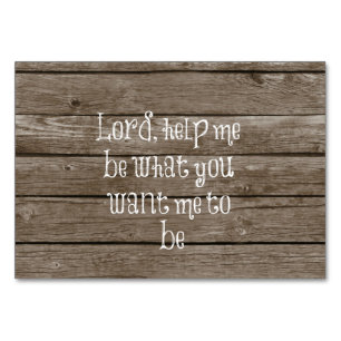 Rustikales Holz mit Christlichem Zitat Tischnummer