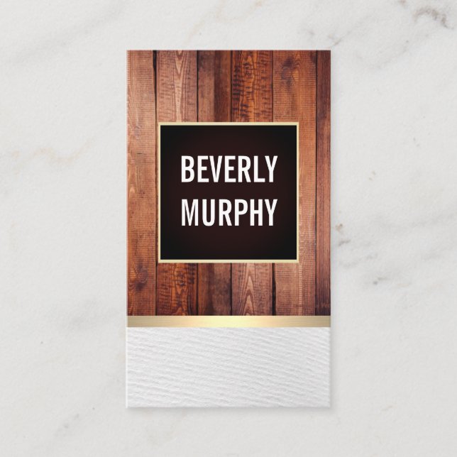 Rustikales Holz mit Grenzwand/Goldverzierung Visitenkarte (Vorderseite)