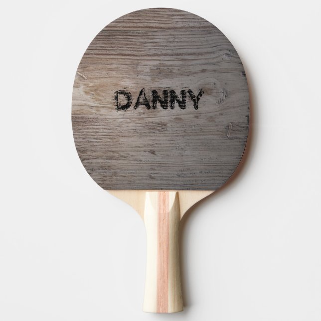 Rustikales Holz mit Ihrem Namen Ping Pong Paddle Tischtennis Schläger (Vorderseite)