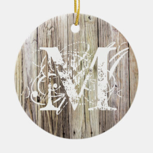 Rustikales Holz Mit Monogramm Weihnachtsschmuck