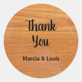 Rustikales Holz mit Namen Runder Aufkleber