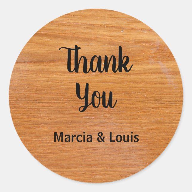 Rustikales Holz mit Namen Runder Aufkleber (Vorderseite)