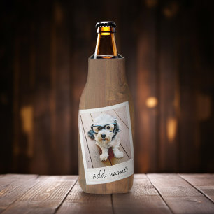 Rustikales Holz mit quadratischem Foto Flaschenkühler