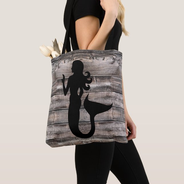 rustikales Holz mit Silhouette MERMAID | (Von Nahem)
