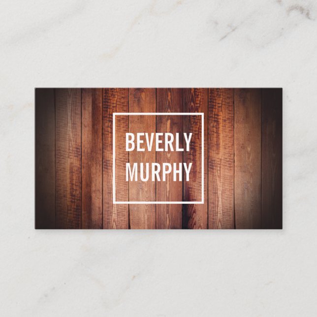 Rustikales Holz mit Verzierung und Vignette Visitenkarte (Vorderseite)