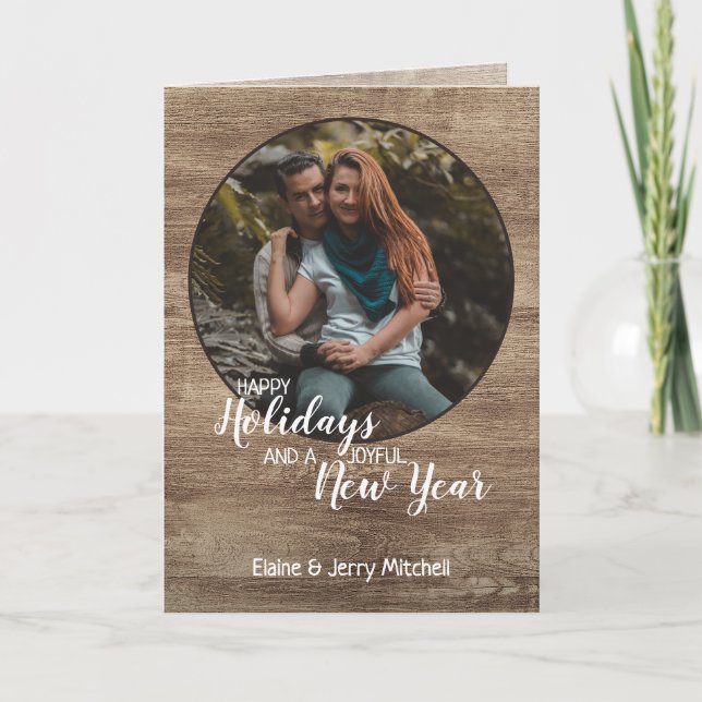 Rustikales Holz Muster Saisonurlaub Gruß Feiertagskarte (Vorderseite)