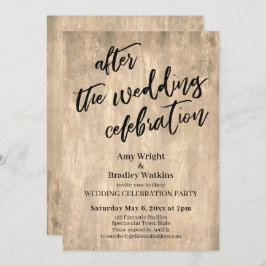 Rustikales Holz nach dem Hochzeitsfest-Party Einladung